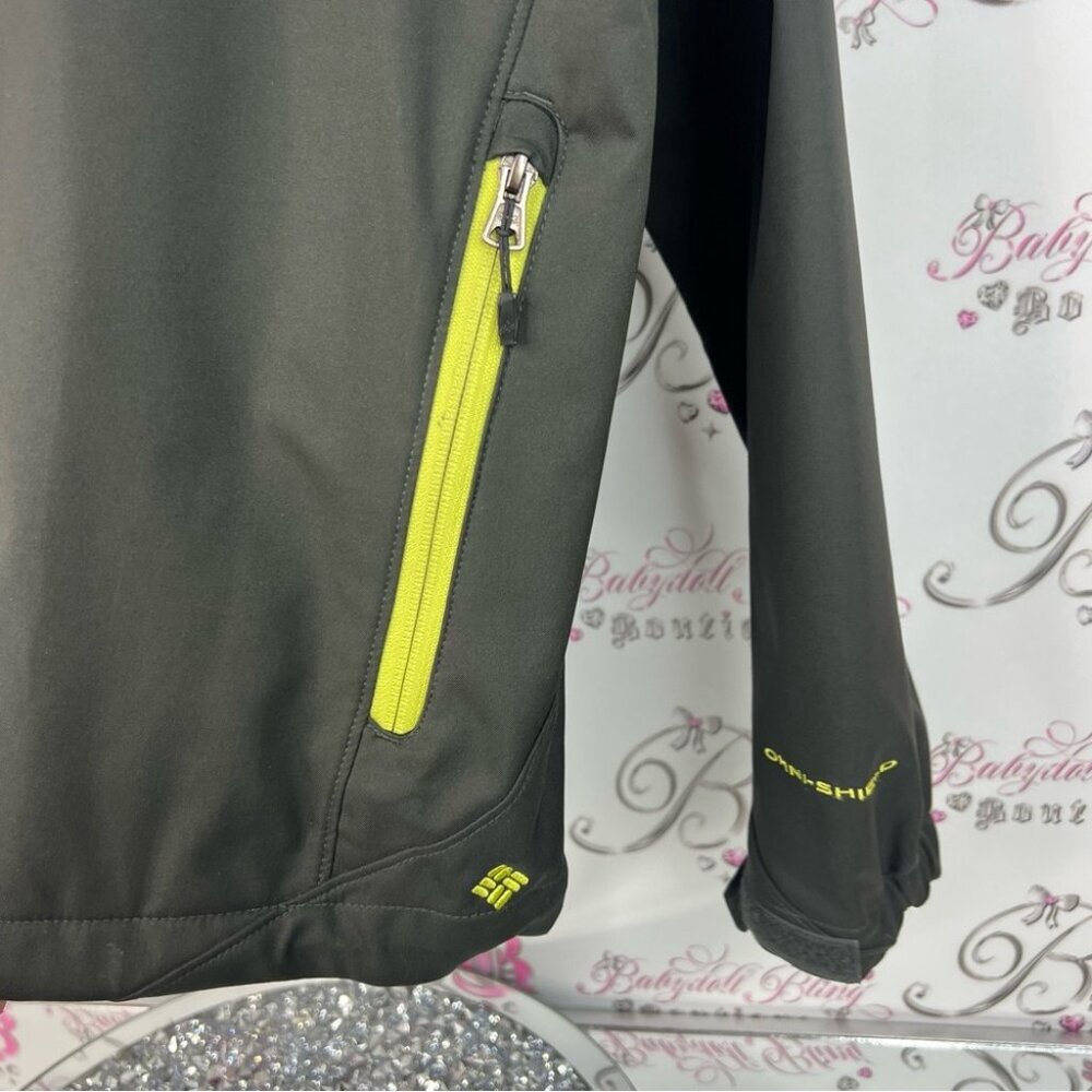 Columbia jacket zip up coat Men's Gray Jacket with Yellow Accents - Picture 4 of 12